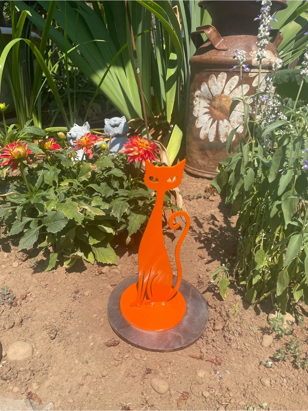 Orange Custom Mid Century Modern Cat Statue
